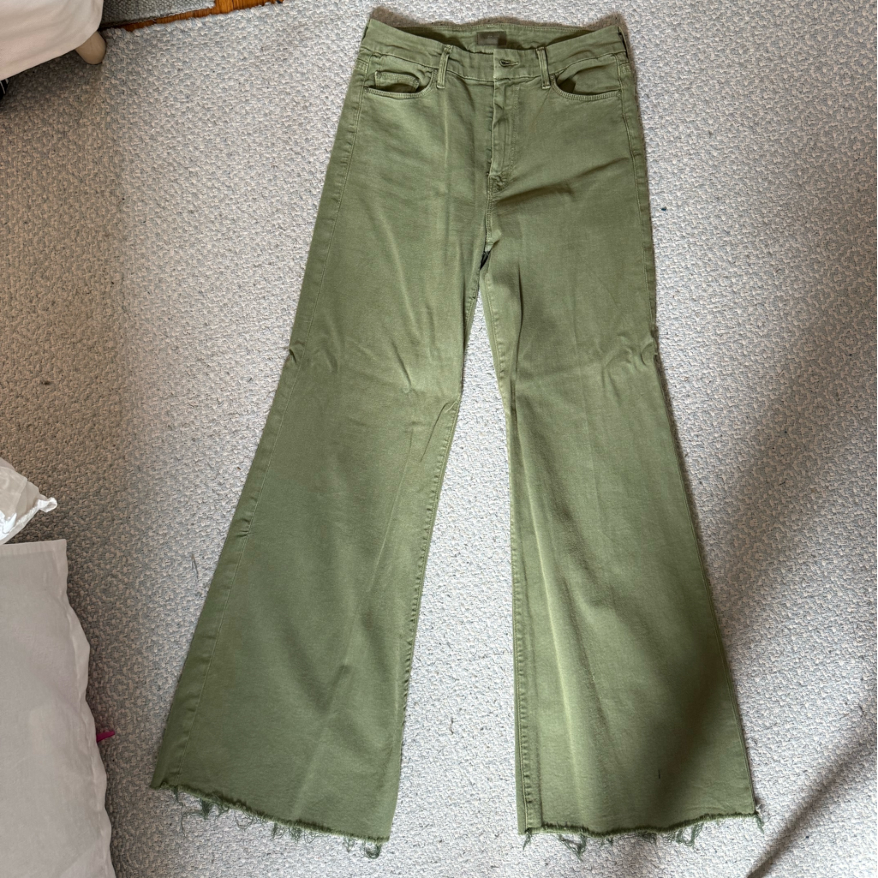 Mother Olive Green Fray Jeans